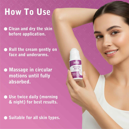 Trovieza Whitening Roll on Cream for Face & Underarm, for Skin Glow & Moisturization, 50gm