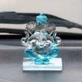 eCraftIndia Sky-blue and Transparent Double Sided Crystal Car Ganesha Showpiece