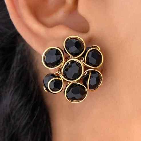 Black Crystal Set of Necklace and Earring (Pack of 1)