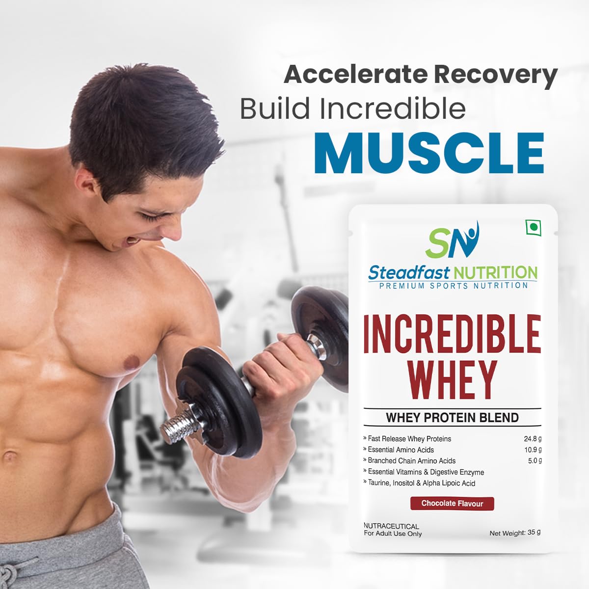 Steadfast Nutrition Incredible Whey – Chocolate Flavour | Fast Absorption Protein Sachets (6 / 15 / 30 Packs