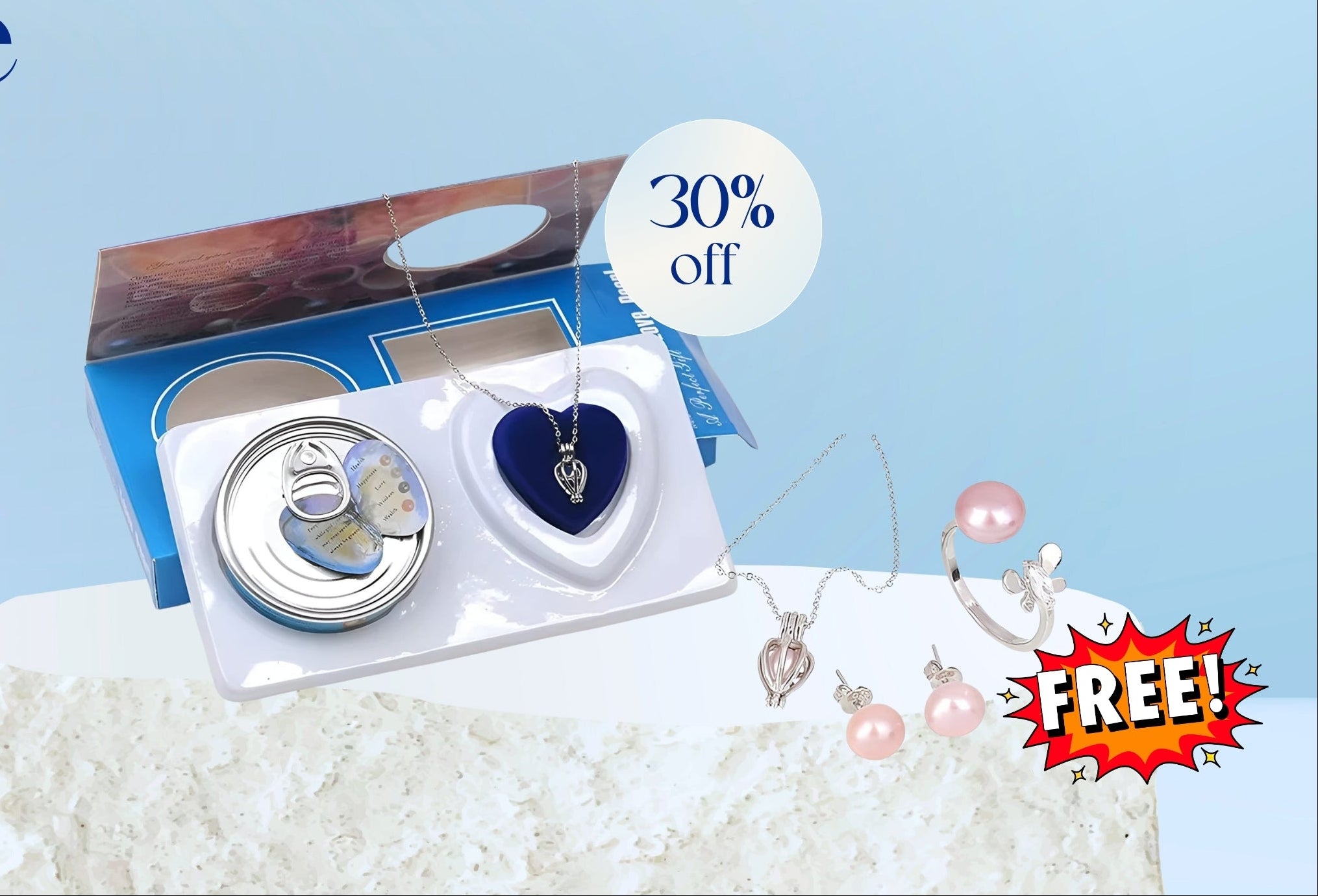 Love Pearl Necklace Set + Free Earrings + One Ring & a secret gift
