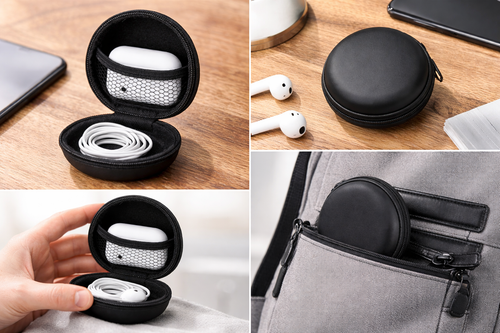 Compact Earphone Storage Pouch Case for Headsets, USB Drives & Charging Cables | Protective Carry Cover