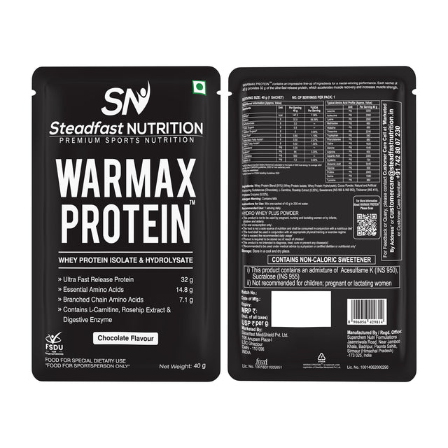 Warmax Protein – Whey Isolate & Hydrolysate | Chocolate Flavour | 6, 15 & 30 Sachets