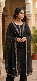 Noir Royale Embroidered Kurti Set