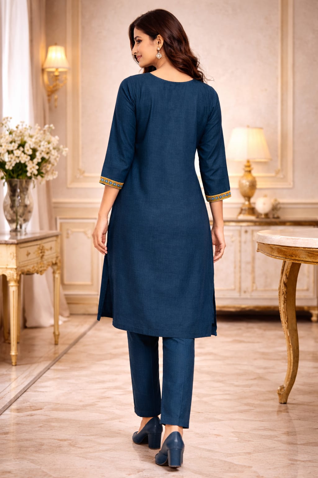 Blue Printed Kurti Set with Dupatta
