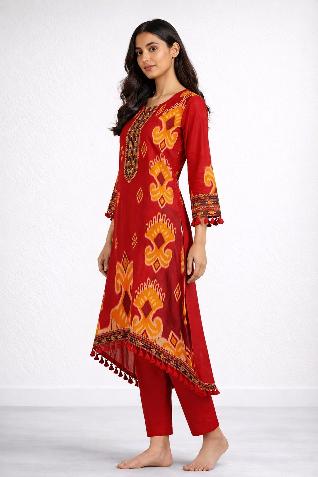 Rust Royal Printed Kurti Set with Dupatta
