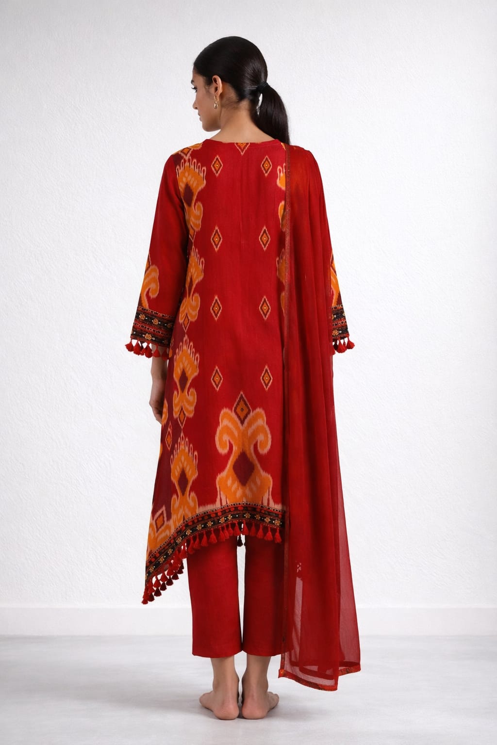 Rust Royal Printed Kurti Set with Dupatta
