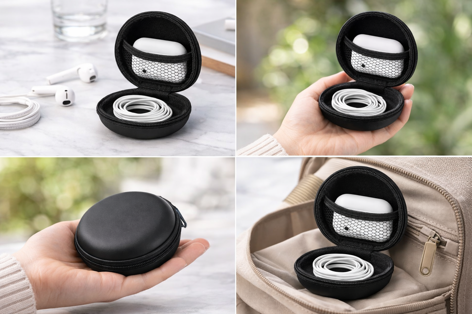 Compact Earphone Storage Pouch Case for Headsets, USB Drives & Charging Cables | Protective Carry Cover
