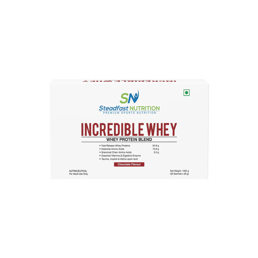 Steadfast Nutrition Incredible Whey – Chocolate Flavour | Fast Absorption Protein Sachets (6, 15, 30 Packs)