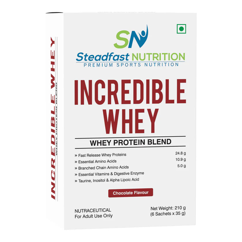 Steadfast Nutrition Incredible Whey – Chocolate Flavour | Fast Absorption Protein Sachets (6, 15, 30 Packs)