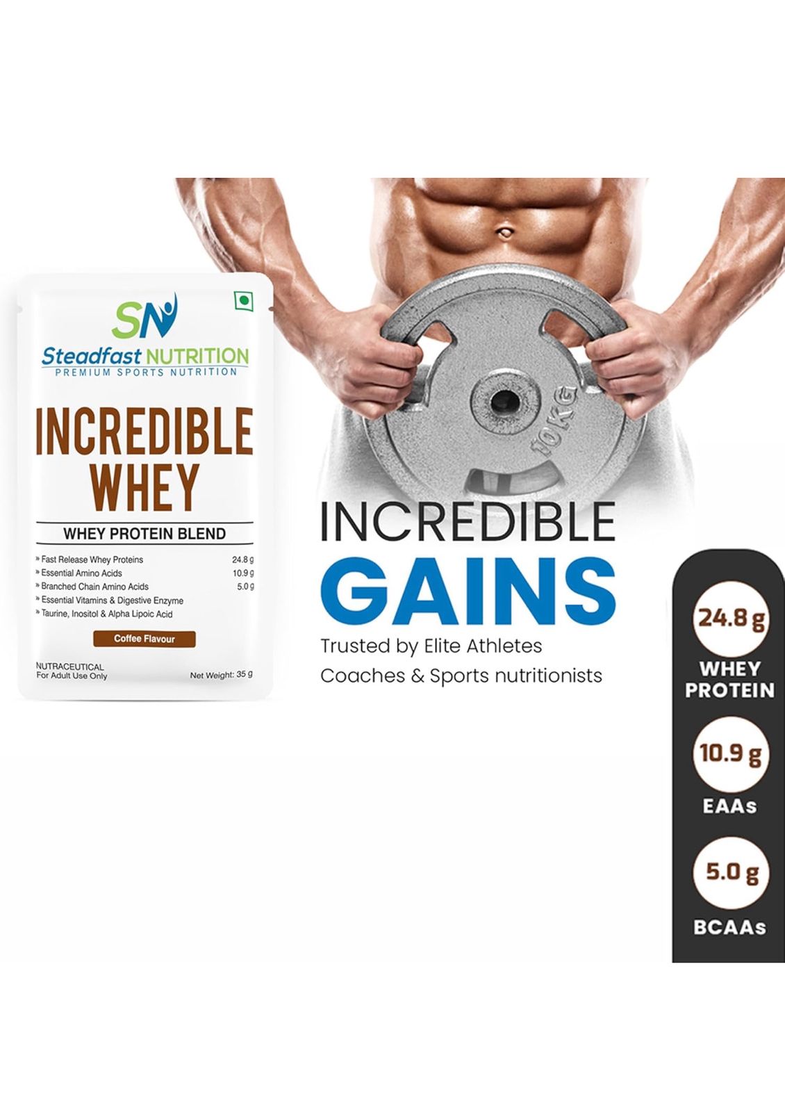 Steadfast Nutrition Incredible Whey – Chocolate Flavour | Fast Absorption Protein Sachets (6, 15, 30 Packs)